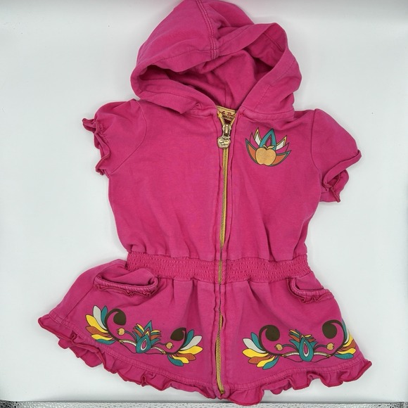 Apple Bottoms Hooded Pink Dress W/ Pockets‎ 12 Months Baby Girl Infant - Picture 1 of 5